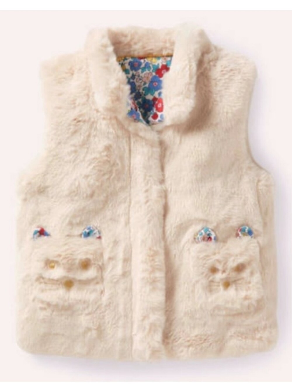 Mini Boden Faux Fur Vest In Cream Size 7-8Y